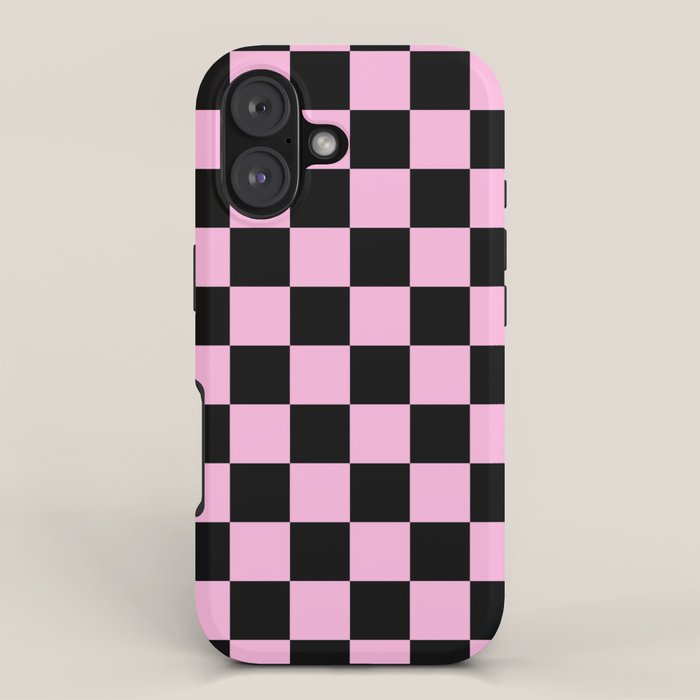 Checkered (Black & Pink Pattern) iPhone Case Gallery Image 1