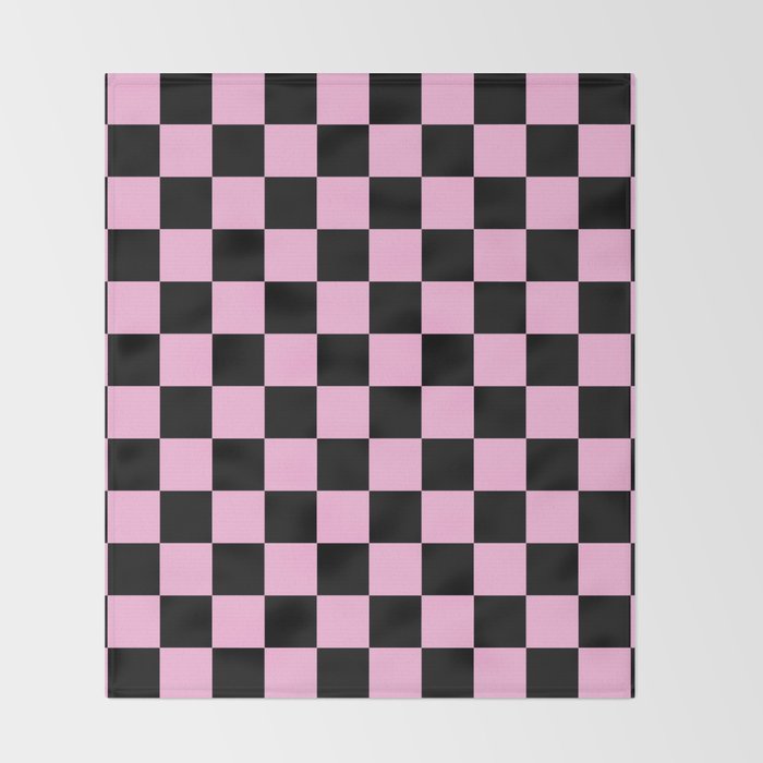 Checkered (Black & Pink Pattern) Throw Blanket Gallery Image 2