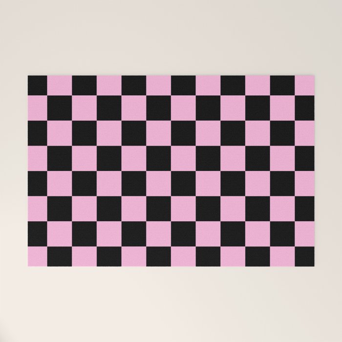 Checkered (Black & Pink Pattern) Welcome Mat Gallery Image 1