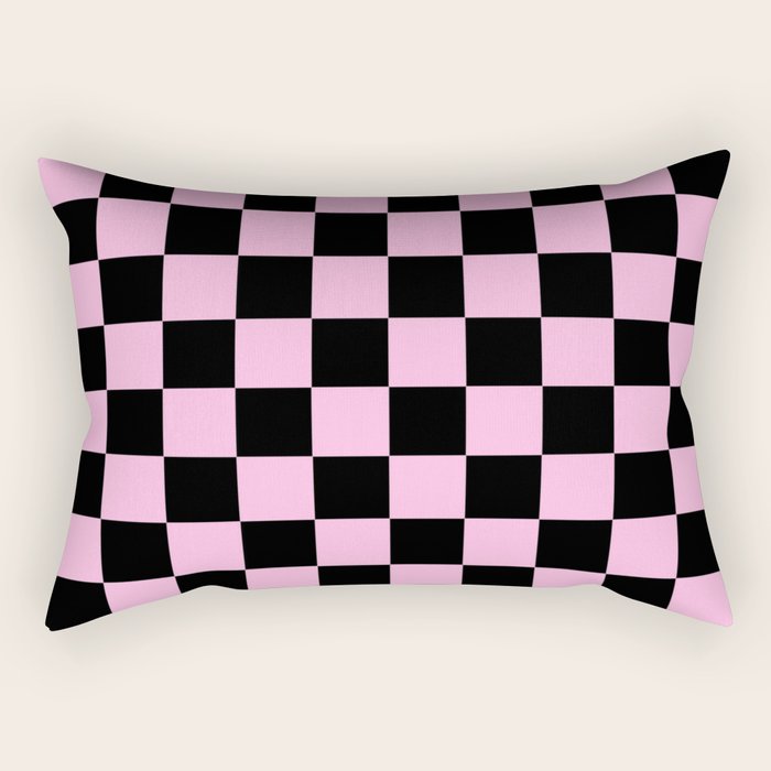 Checkered (Black & Pink Pattern) Rectangular Pillow Gallery Image 2