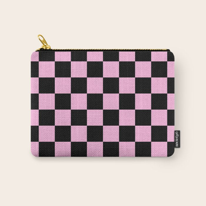 Checkered (Black & Pink Pattern) Carry All Pouch