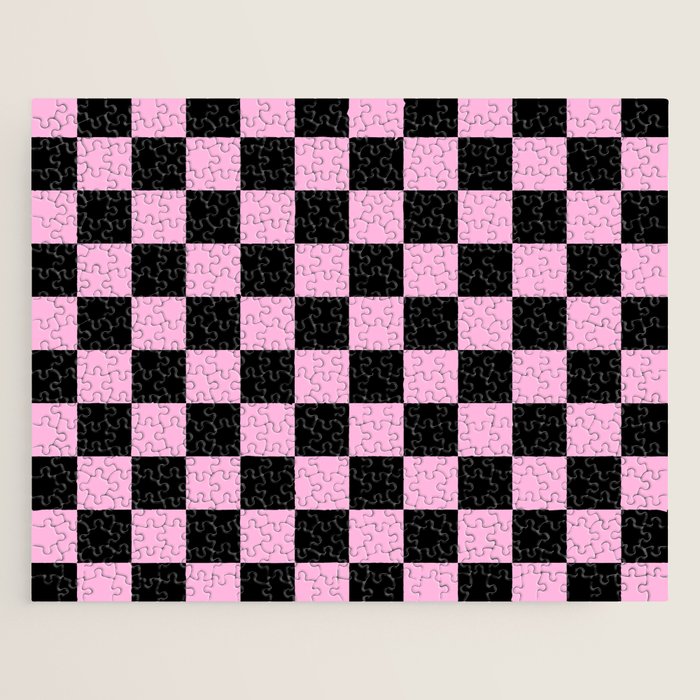 Checkered (Black & Pink Pattern) Jigsaw Puzzle Gallery Image 1