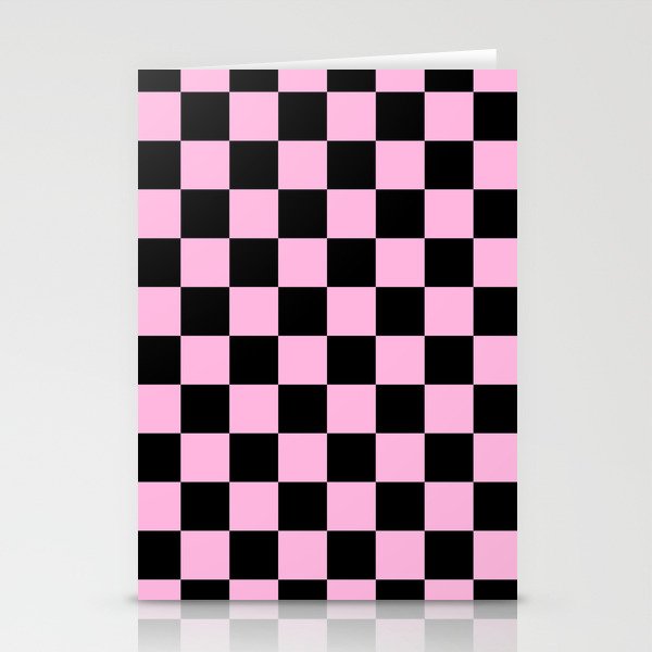 Checkered (Black & Pink Pattern) Stationery Card Gallery Image 2