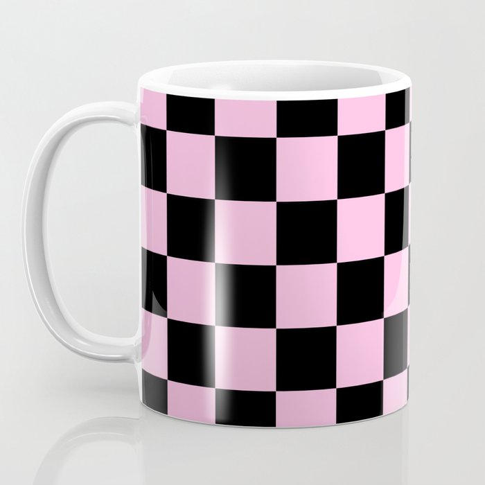 Checkered (Black & Pink Pattern) Coffee Mug Gallery Image 3