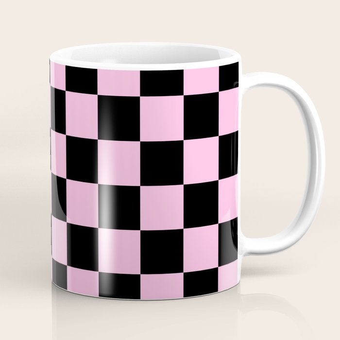 Checkered (Black & Pink Pattern) Coffee Mug Gallery Image 1
