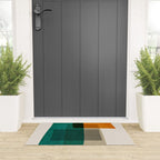 Orange Teal Green Modern Abstract Artwork Welcome Mat Gallery Image 3