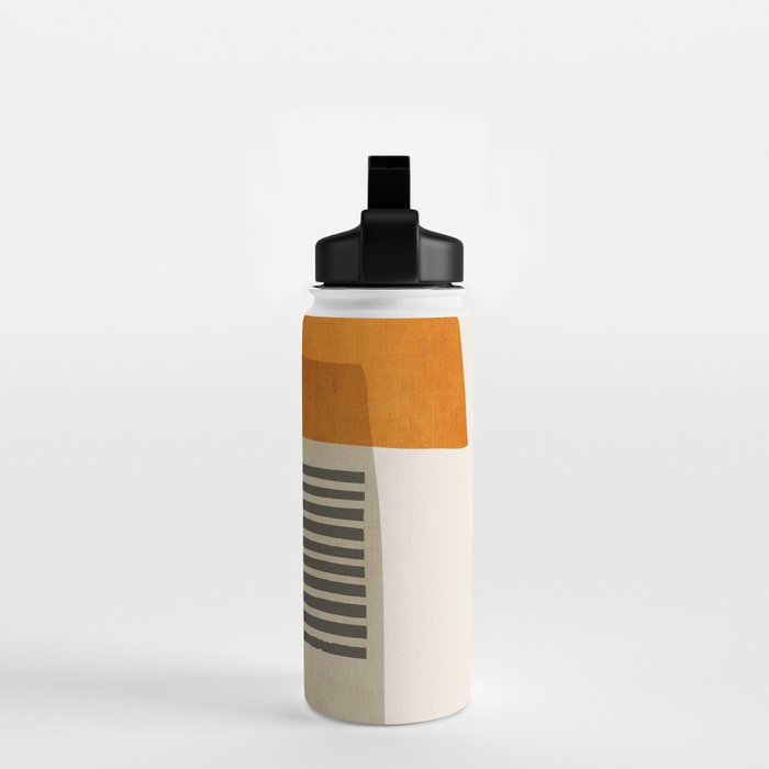 Orange Teal Green Modern Abstract Artwork Water Bottle Gallery Image 2