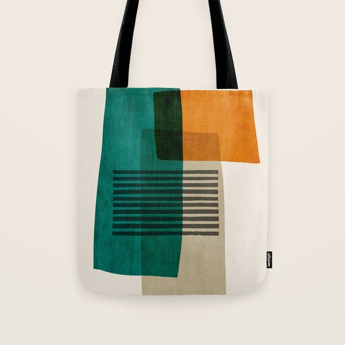 Orange Teal Green Modern Abstract Artwork Tote Bag Gallery Image 1