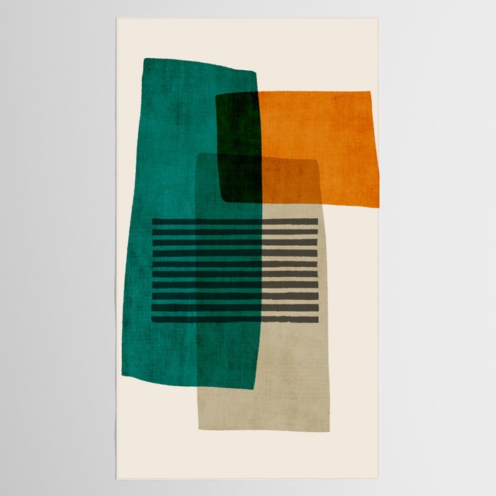 Orange Teal Green Modern Abstract Artwork Tablecloth Gallery Image 2