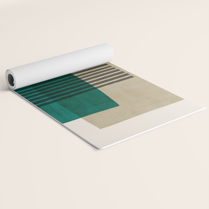 Orange Teal Green Modern Abstract Artwork Yoga Mat Gallery Image 2