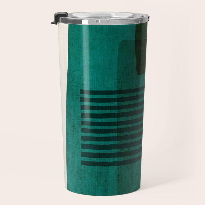 Orange Teal Green Modern Abstract Artwork Travel Mug Gallery Image 3