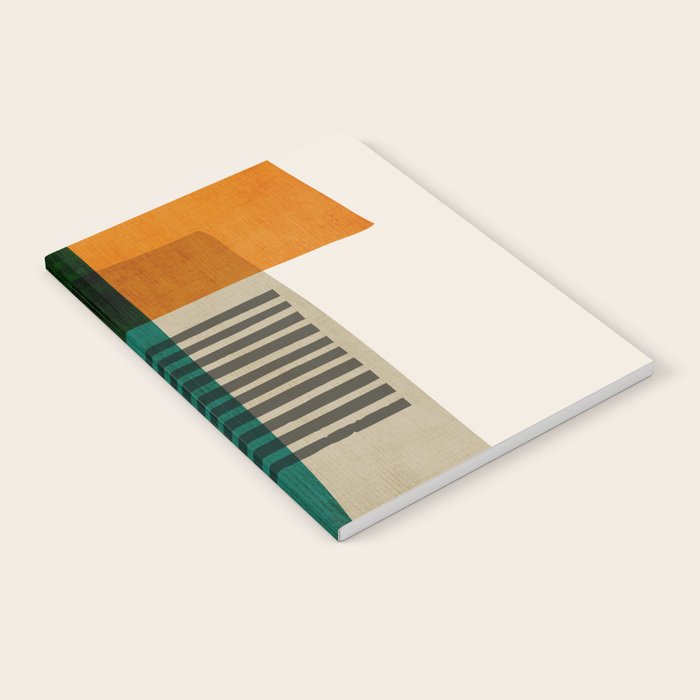 Orange Teal Green Modern Abstract Artwork Notebook Gallery Image 2