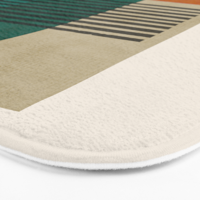 Orange Teal Green Modern Abstract Artwork Bath Mat Gallery Image 3