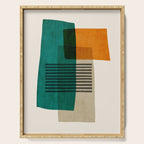 Orange Teal Green Modern Abstract Artwork Serving Tray Gallery Image 1