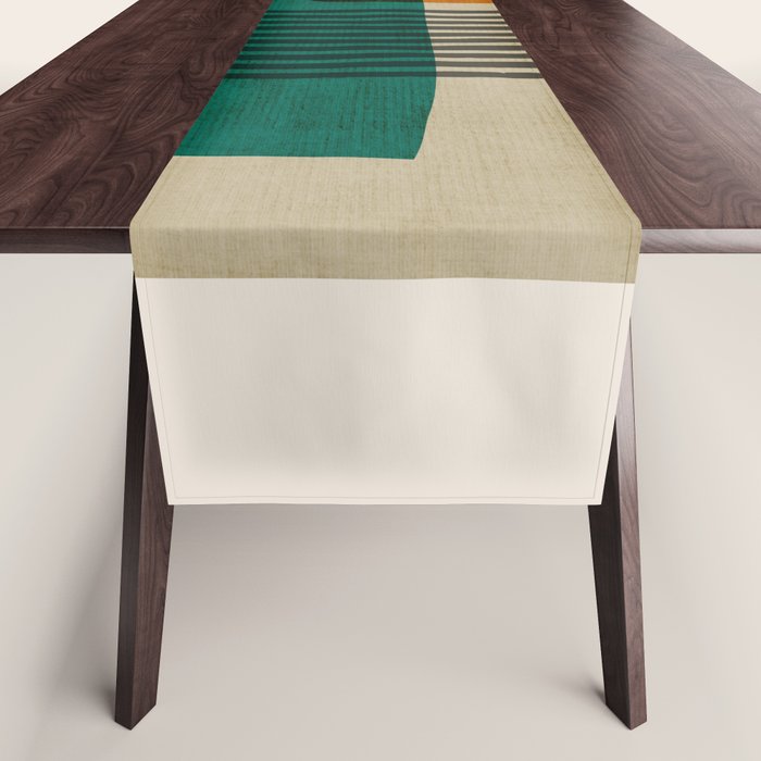 Orange Teal Green Modern Abstract Artwork Table Runner Gallery Image 1