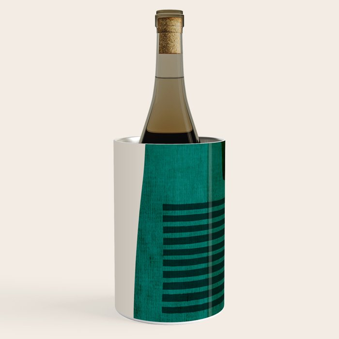 Orange Teal Green Modern Abstract Artwork Wine Chiller Gallery Image 2