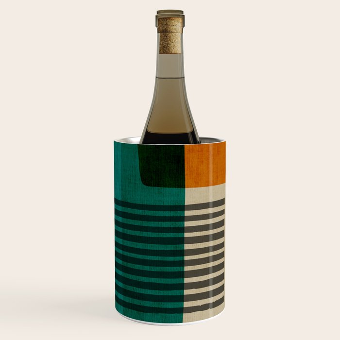 Orange Teal Green Modern Abstract Artwork Wine Chiller Gallery Image 1