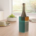 Orange Teal Green Modern Abstract Artwork Wine Chiller Gallery Image 4