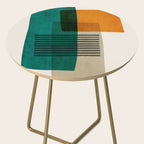 Orange Teal Green Modern Abstract Artwork Side Table Gallery Image 2