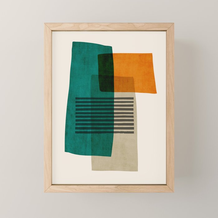 Orange Teal Green Modern Abstract Artwork Mini Art Print Gallery Image 1