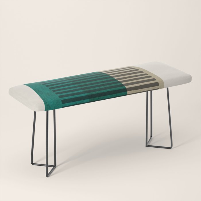 Orange Teal Green Modern Abstract Artwork Bench Gallery Image 1