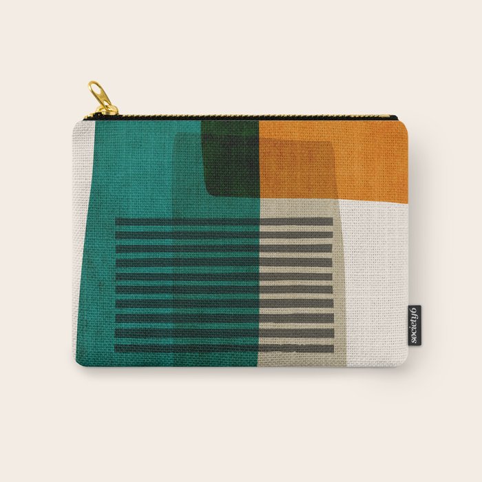 Orange Teal Green Modern Abstract Artwork Carry All Pouch Gallery Image 1
