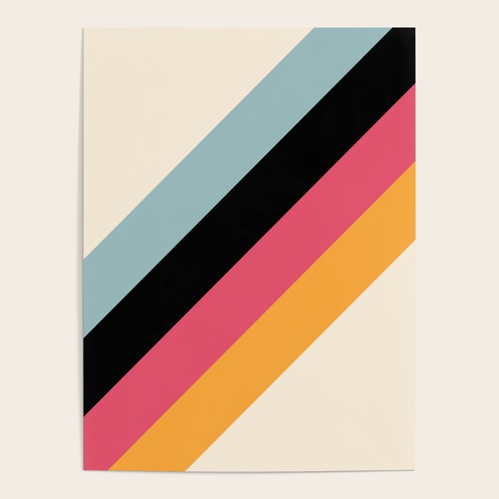 Hariasa - Classic Colorful Abstract Minimal Retro 70s Style Stripes Design Poster Gallery Image 4