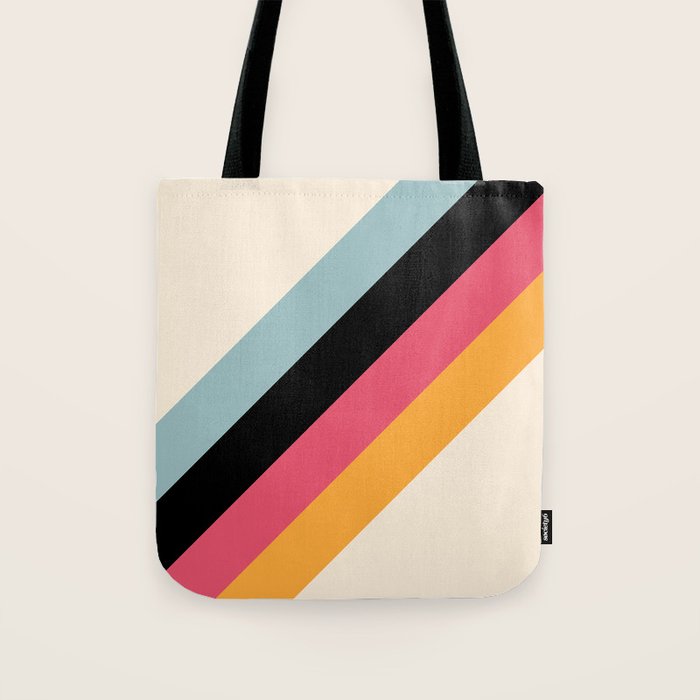 Hariasa - Classic Colorful Abstract Minimal Retro 70s Style Stripes Design Tote Bag Gallery Image 1