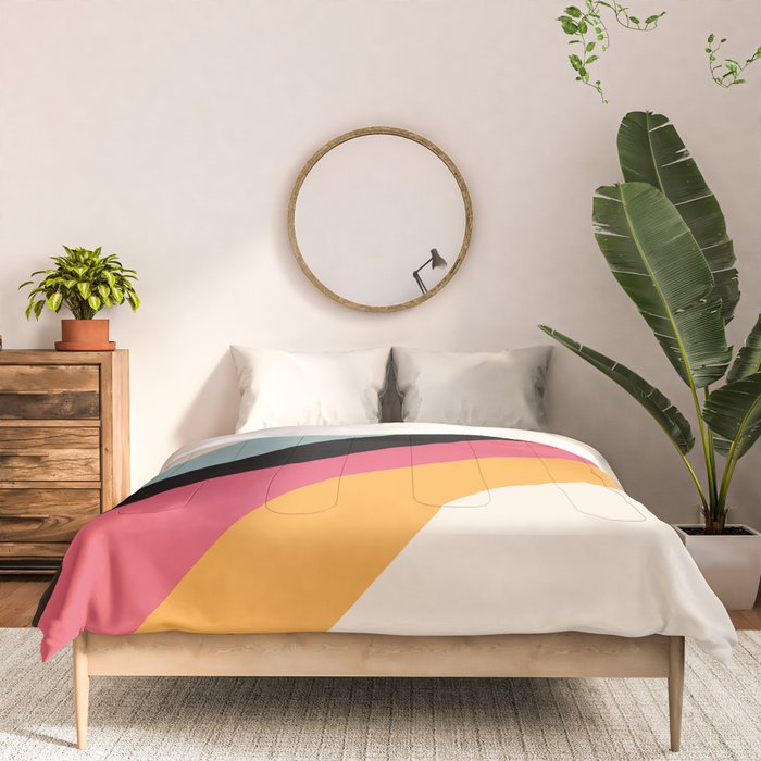 Hariasa - Classic Colorful Abstract Minimal Retro 70s Style Stripes Design Comforter Gallery Image 3