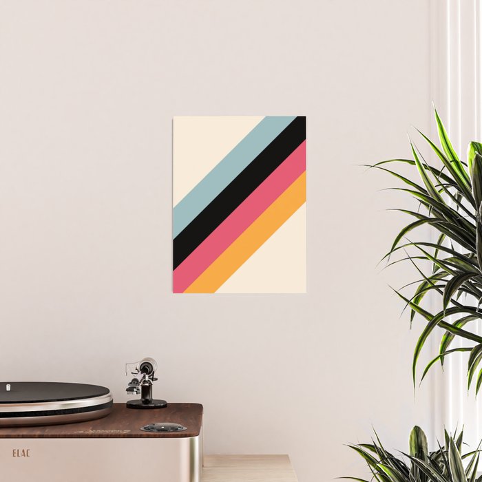 Hariasa - Classic Colorful Abstract Minimal Retro 70s Style Stripes Design Poster Gallery Image 2