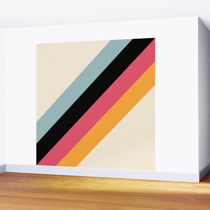 Hariasa - Classic Colorful Abstract Minimal Retro 70s Style Stripes Design Wall Mural Gallery Image 2