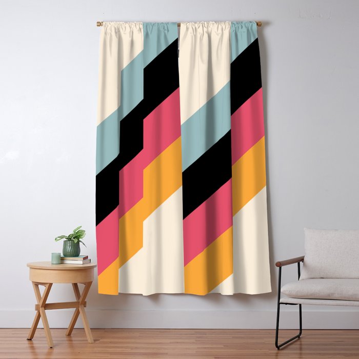 Hariasa - Classic Colorful Abstract Minimal Retro 70s Style Stripes Design Window Curtain Gallery Image 5