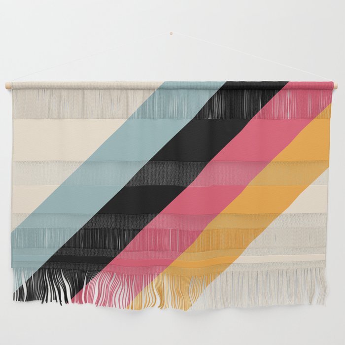 Hariasa - Classic Colorful Abstract Minimal Retro 70s Style Stripes Design Wall Hanging Gallery Image 1
