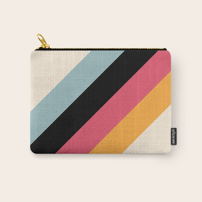 Hariasa - Classic Colorful Abstract Minimal Retro 70s Style Stripes Design Carry All Pouch Gallery Image 1