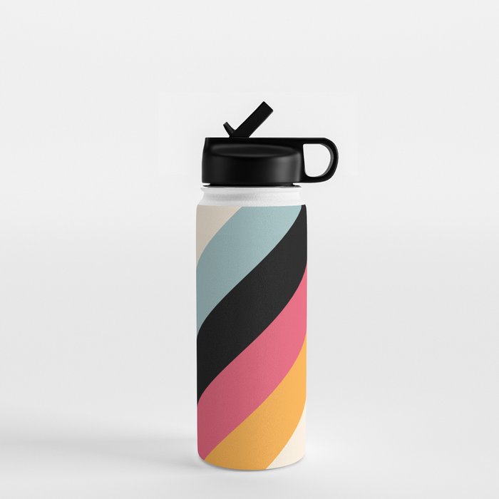 Hariasa - Classic Colorful Abstract Minimal Retro 70s Style Stripes Design Water Bottle Gallery Image 1