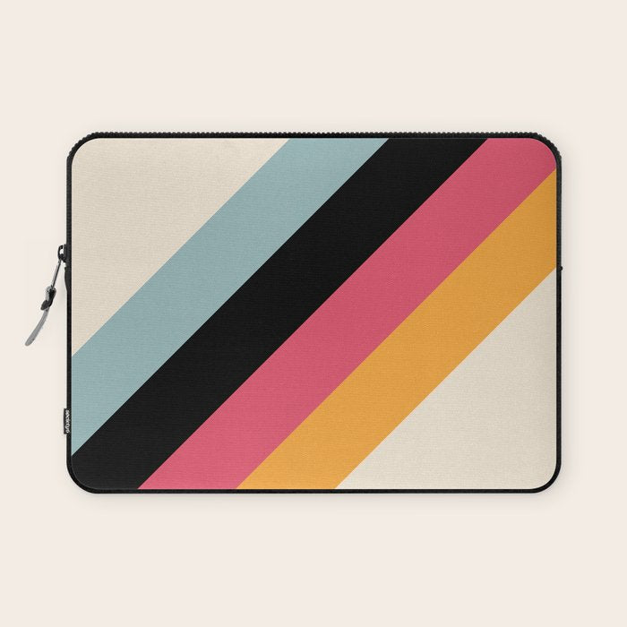 Hariasa - Classic Colorful Abstract Minimal Retro 70s Style Stripes Design Laptop Sleeve Gallery Image 1