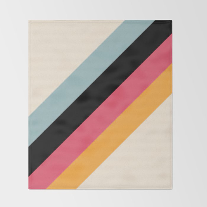Hariasa - Classic Colorful Abstract Minimal Retro 70s Style Stripes Design Throw Blanket Gallery Image 2