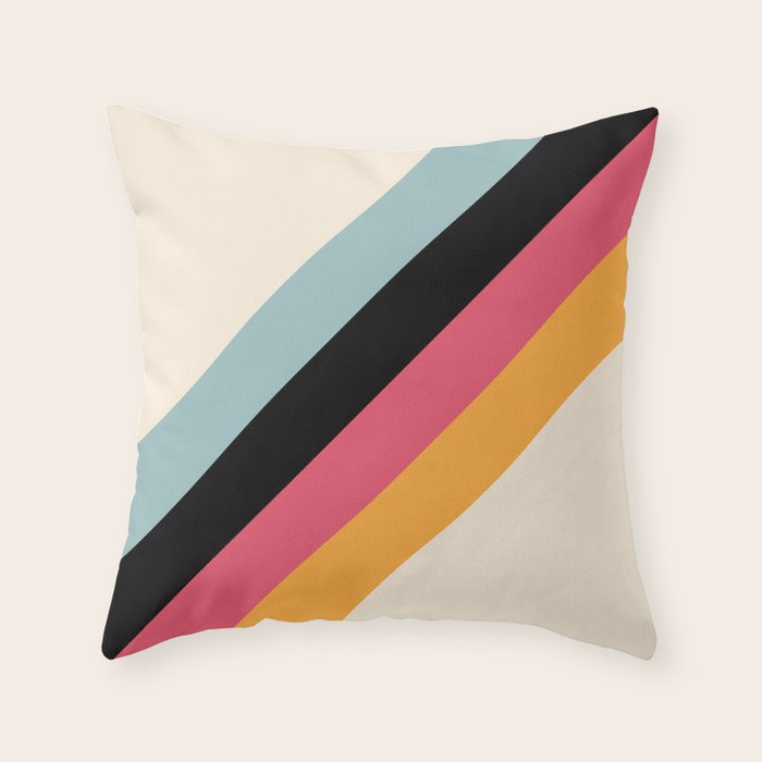 Hariasa - Classic Colorful Abstract Minimal Retro 70s Style Stripes Design Throw Pillow Gallery Image 6