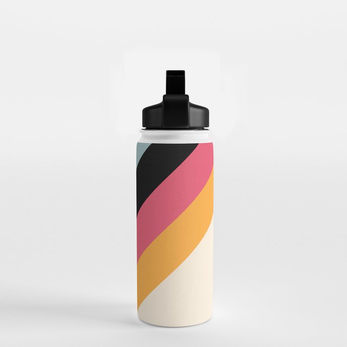 Hariasa - Classic Colorful Abstract Minimal Retro 70s Style Stripes Design Water Bottle Gallery Image 2