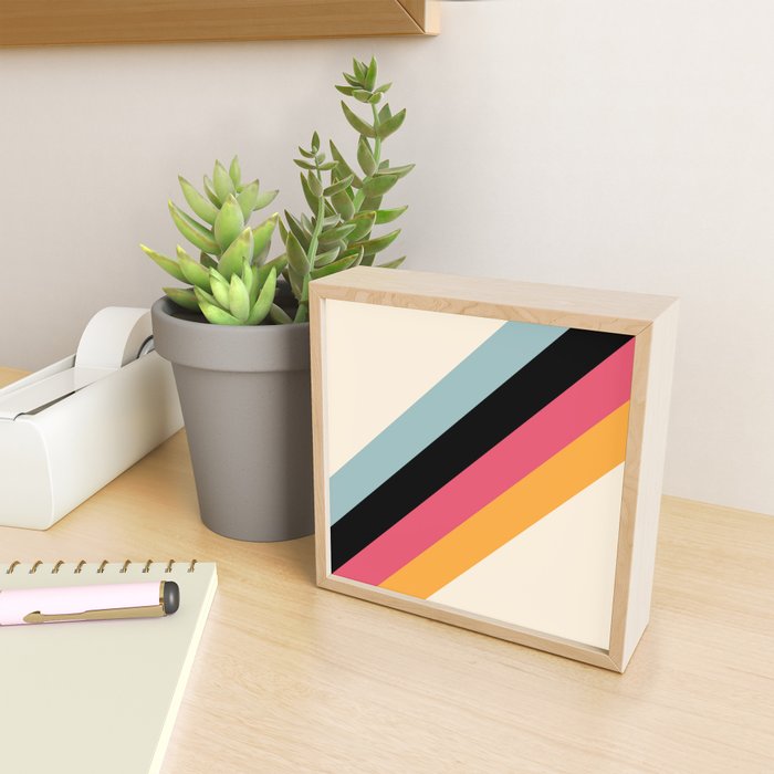 Hariasa - Classic Colorful Abstract Minimal Retro 70s Style Stripes Design Mini Art Print Gallery Image 2