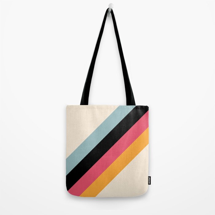 Hariasa - Classic Colorful Abstract Minimal Retro 70s Style Stripes Design Tote Bag Gallery Image 2