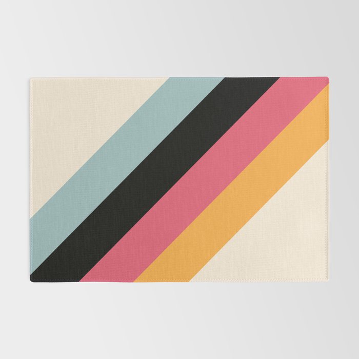 Hariasa - Classic Colorful Abstract Minimal Retro 70s Style Stripes Design Rug Gallery Image 2