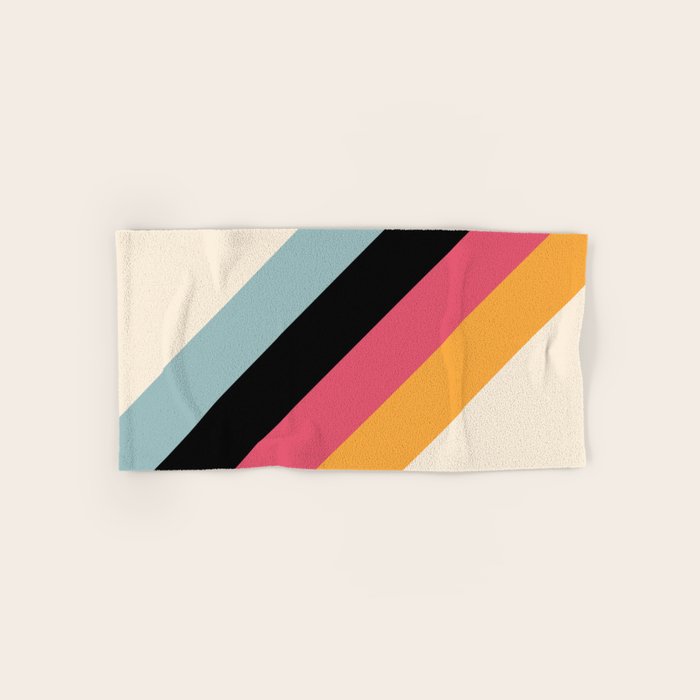 Hariasa - Classic Colorful Abstract Minimal Retro 70s Style Stripes Design Bath Towel Gallery Image 1