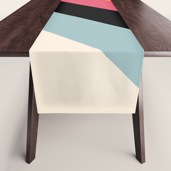 Hariasa - Classic Colorful Abstract Minimal Retro 70s Style Stripes Design Table Runner Gallery Image 1