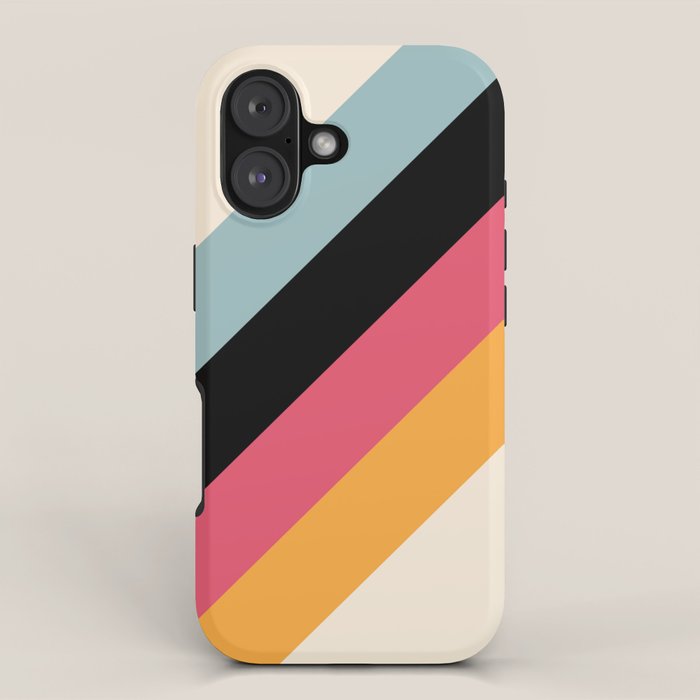 Hariasa - Classic Colorful Abstract Minimal Retro 70s Style Stripes Design iPhone Case Gallery Image 1