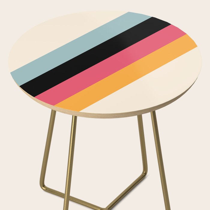 Hariasa - Classic Colorful Abstract Minimal Retro 70s Style Stripes Design Side Table Gallery Image 2