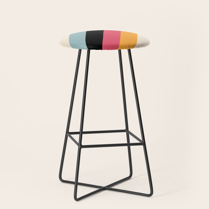 Hariasa - Classic Colorful Abstract Minimal Retro 70s Style Stripes Design Stool Gallery Image 1
