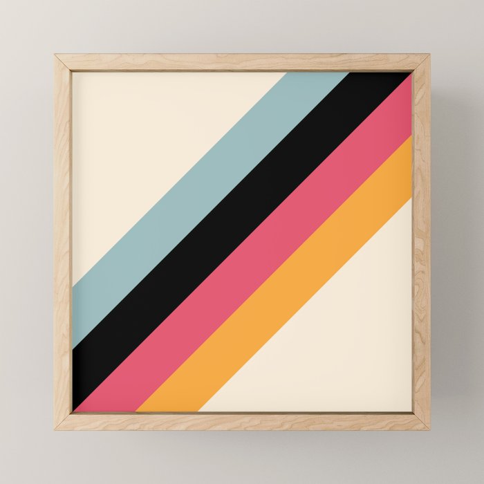 Hariasa - Classic Colorful Abstract Minimal Retro 70s Style Stripes Design Mini Art Print Gallery Image 1