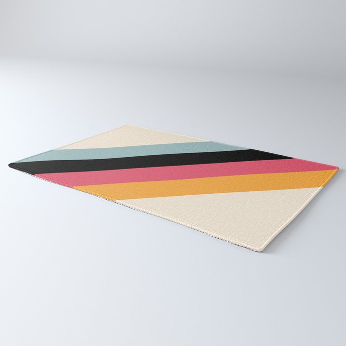 Hariasa - Classic Colorful Abstract Minimal Retro 70s Style Stripes Design Rug Gallery Image 3