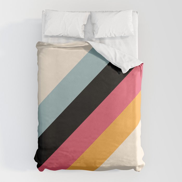 Hariasa - Classic Colorful Abstract Minimal Retro 70s Style Stripes Design Duvet Cover Gallery Image 6